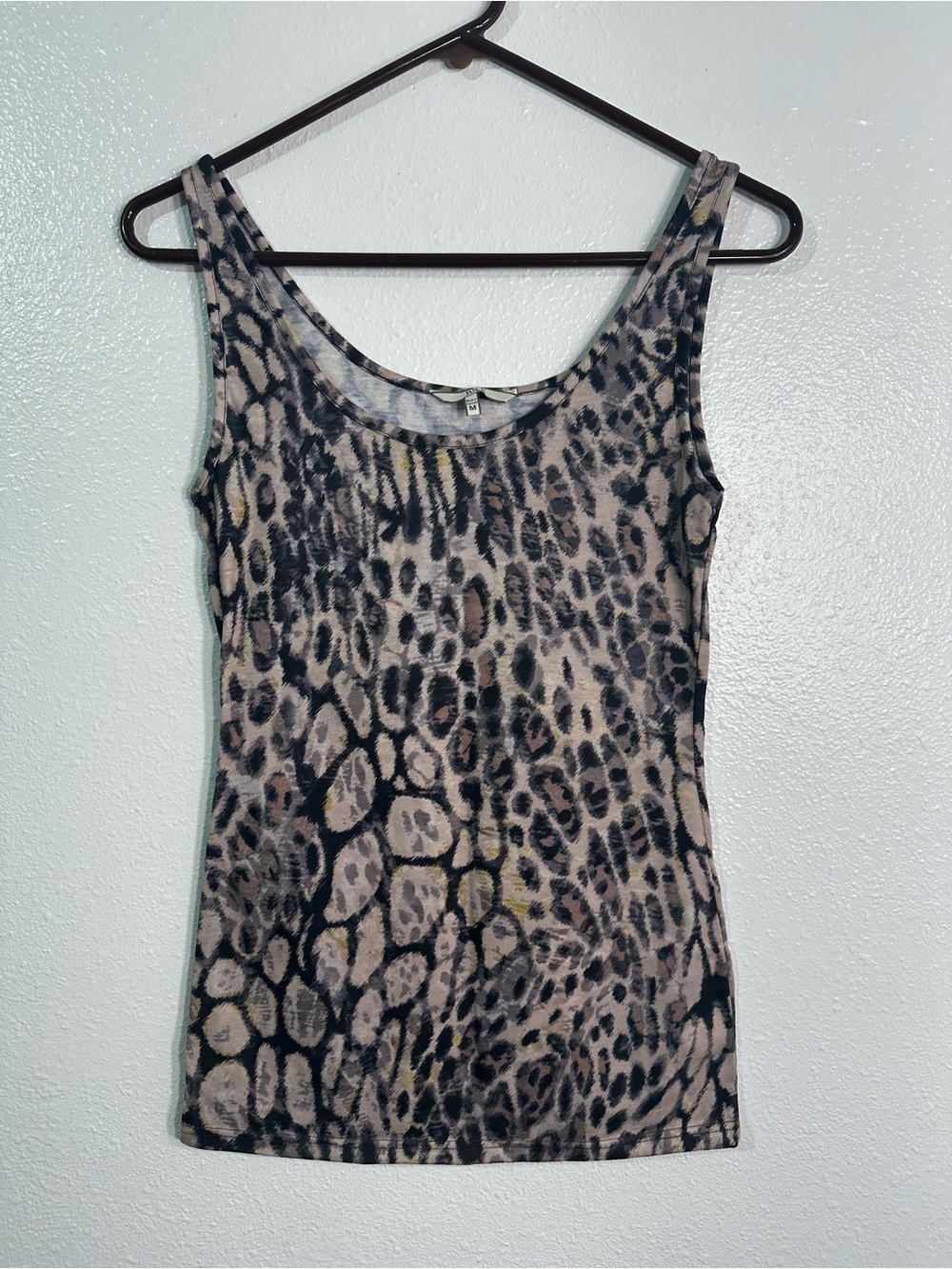 NWT BKE Women’s Medium Leopard Animal Print Tank Top Stretch Scoop Neck Y2K